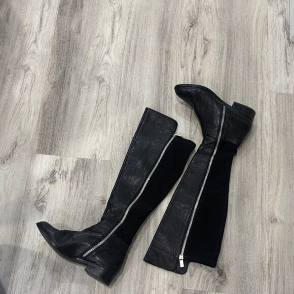 Michael Kors Black Over the Knee Boots with Silver Zipper 6 - Picture 1 of 8